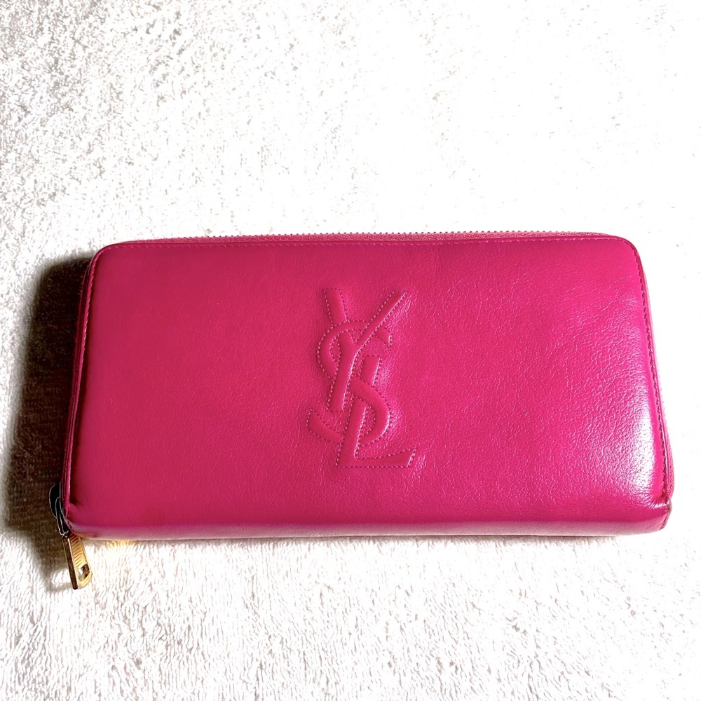 AUTHENTIC YSL DARK PINK  ZIPPY WALLET